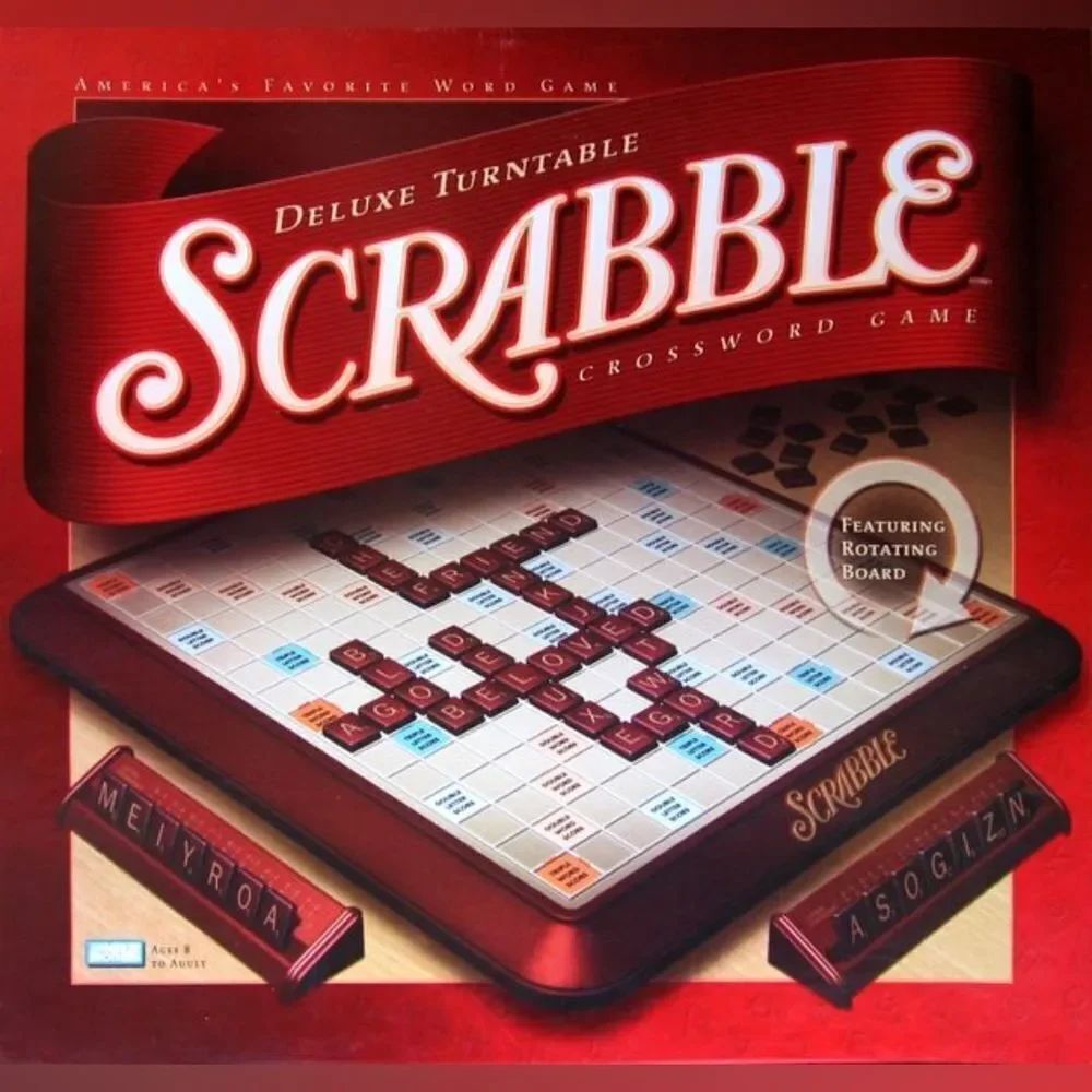 🩵Scrabble Deluxe Turntable Vintage 2001 Edition Word Game